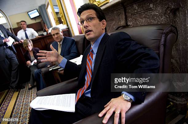 House Minority Whip Eric Cantor, R-Va., right, and Senate Minority Whip Jon Kyl, R-Ariz., talk to the media about the health care reform bill, March...