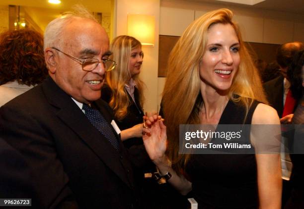 Writers Bob Novak and Ann Coulter attend at a party in the George Hotel on Capitol Hil.