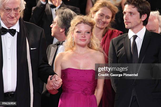 Director Bertrand Tavernier, actress Melanie Thierry and actor Raphael Personnaz attend the 'The Princess of Montpensier' Premiere held at the Palais...