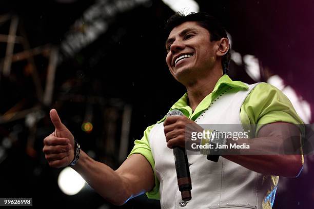 Ernesto Solano performs on stage during the Vive Grupero Festival at Foro Sol on May 16, 2010 in Mexico City, Mexico.