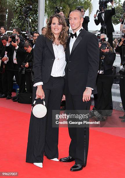 Former swimmer Laure Manaudou and swimmer Frederick Bousquet attend the 'The Princess of Montpensier' Premiere held at the Palais des Festivals...