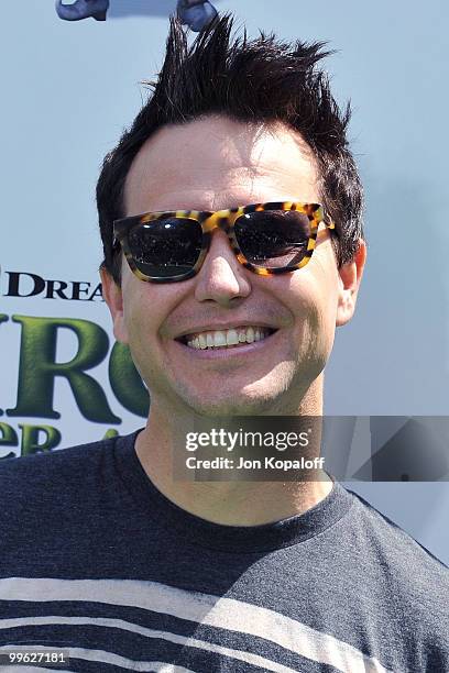 Musician Mark Hoppus of Blink 182 arrives at the Los Angeles Premiere "Shrek Forever After" at Gibson Amphitheatre on May 16, 2010 in Universal City,...