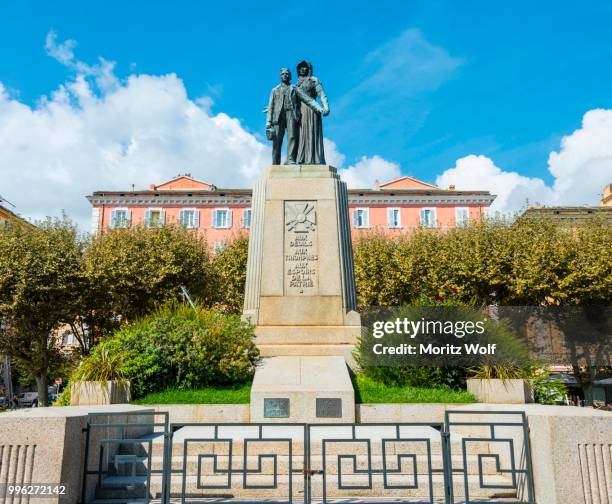 le monument aux morts, war memorial, place saint nicolas, bastia, haute-corse, corsica, france - haute corse fotografías e imágenes de stock