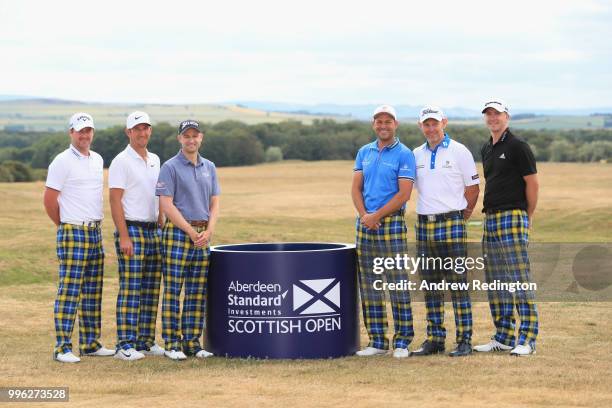 Marc Warren of Scotland, Kevin Chappell of the USA, Russell Knox of Scotland, David Howell of England, Stephen Gallacher of Scotland and Martin Laird...