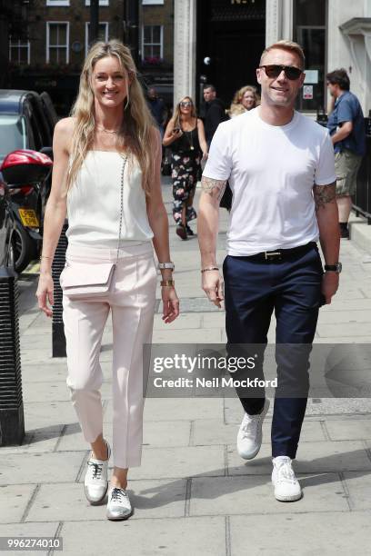Storm Keating and Ronan Keating seen at the Magic Radio Studios on July 11, 2018 in London, England.