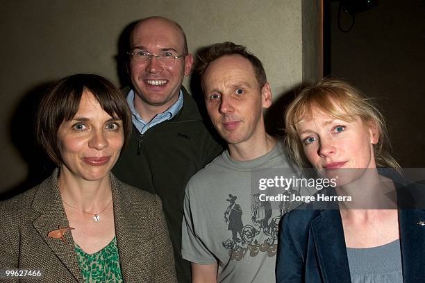 Writer Kate Hardie, actors Alex Macqueen and Ewen Bremner, and guest attend the afterparty for The Laws of War presented by Human Rights Watch at the...