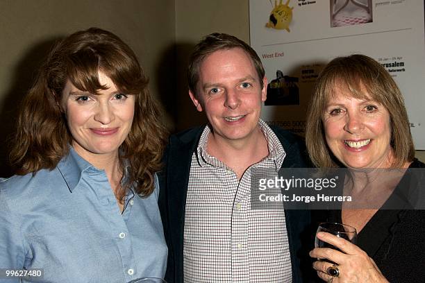 Actor Justine Mitchell , Ben Kelly and guest attend the afterparty for The Laws of War presented by Human Rights Watch at the Royal Court Theatre on...