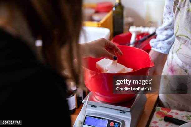 handmade soap making workshop in a studio - leo patrizi stock pictures, royalty-free photos & images