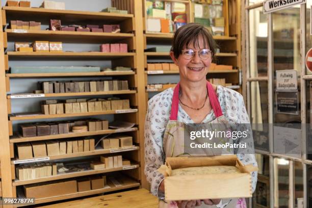 handmade soap making workshop in a studio - leopatrizi stock pictures, royalty-free photos & images