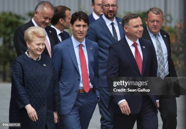 Lithuanian President Dalia Grybauskaite, Canadian Prime Minister Justin Trudeau , Polish President Andrzej Duda and other heads of state and...