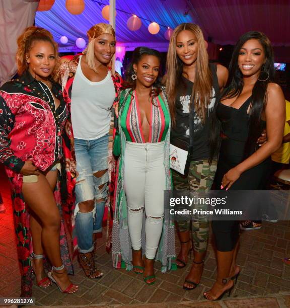 Eva Marcille, Nene Leakes, Kandi Burruss, Cynthia Bailey and Porsha Williams of the Show Atlanta Housewives attend ATL Live On The Park at Park...