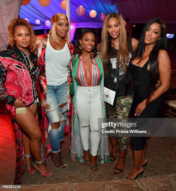 Eva Marcille, Nene Leakes, Kandi Burruss, Cynthia Bailey and Porsha Williams of the Show Atlanta Housewives attend ATL Live On The Park at Park...