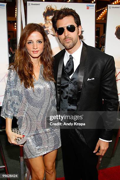 Suzanne Roshan and Hrithik Roshan attend the premiere of ''Kites'' at the AMC Empire 25 theater on May 16, 2010 in New York City.