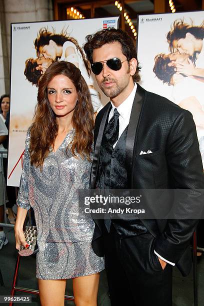 Suzanne Roshan and Hrithik Roshan attend the premiere of ''Kites'' at the AMC Empire 25 theater on May 16, 2010 in New York City.