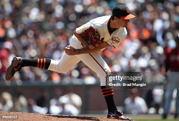 Barry Zito of the San Francisco Giants pitches against the Houston Astros during the game at AT&T Park on May 16, 2010 in San Francisco, California.