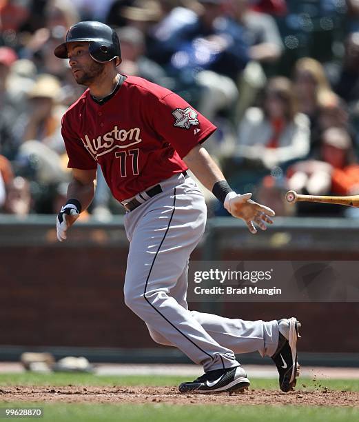 Pedro Feliz of the Houston Astros bats against the San Francisco Giants during the game at AT&T Park on May 16, 2010 in San Francisco, California.