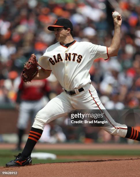 Barry Zito of the San Francisco Giants pitches against the Houston Astros during the game at AT&T Park on May 16, 2010 in San Francisco, California.