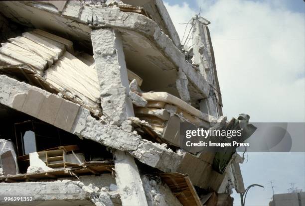 Damage from an earthquake circa 1985 in Mexico City, Mexico.