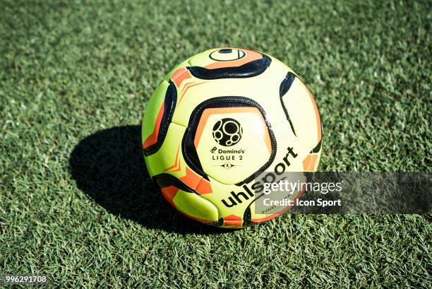 Illustration of the official ball of Dominos Ligue 2 during the friendly match between Red Star and Le Mans on July 10, 2018 in Paris, France.