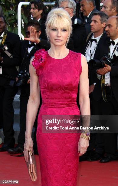 Actress Ellen Barkin attends the Premiere of 'Wall Street: Money Never Sleeps' held at the Palais des Festivals during the 63rd Annual International...