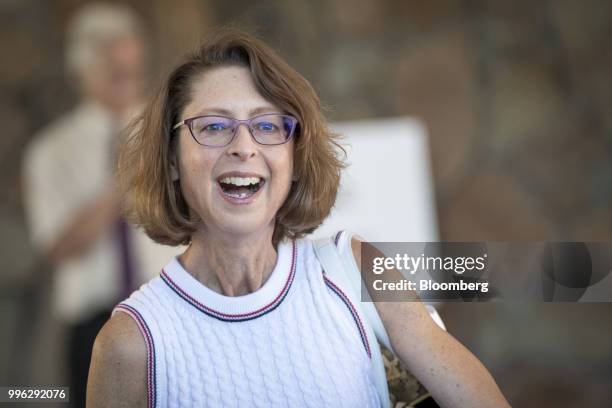 Abigail Johnson, chairman and chief executive officer of Fidelity Investments, arrives for the Allen & Co. Media and Technology Conference in Sun...