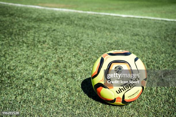 Illustration of the official ball of Dominos Ligue 2 during the friendly match between Red Star and Le Mans on July 10, 2018 in Paris, France.