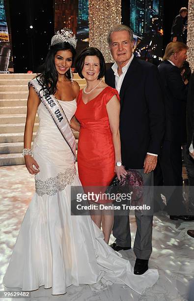 Marilyn Winn poses with Rima Fakih, winner of the Miss USA 2010 pageant, at Planet Hollywood Casino Resort on May 16, 2010 in Las Vegas, Nevada.