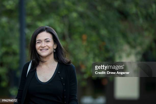 Sheryl Sandberg, chief operating officer of Facebook, arrives for a morning session of the annual Allen & Company Sun Valley Conference, July 11,...
