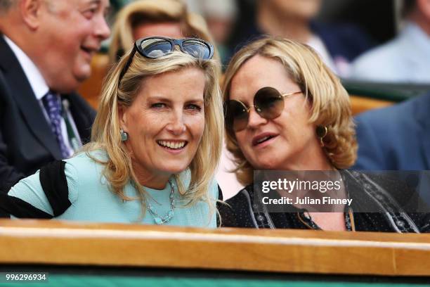 Sophie, Countess of Wessex attends day nine of the Wimbledon Lawn Tennis Championships at All England Lawn Tennis and Croquet Club on July 11, 2018...