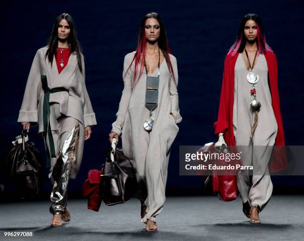 Models walk the runway during Marcos Luengo show at Mercedes Benz Fashion Week Madrid Spring/ Summer 2019 on July 11, 2018 in Madrid, Spain. On July...