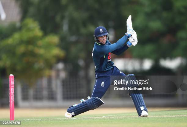 Liam O'Brien of England batting during the Vitality IT20 Physical Disability Tri-Series match between England and Pakistan at Kidderminster Cricket...