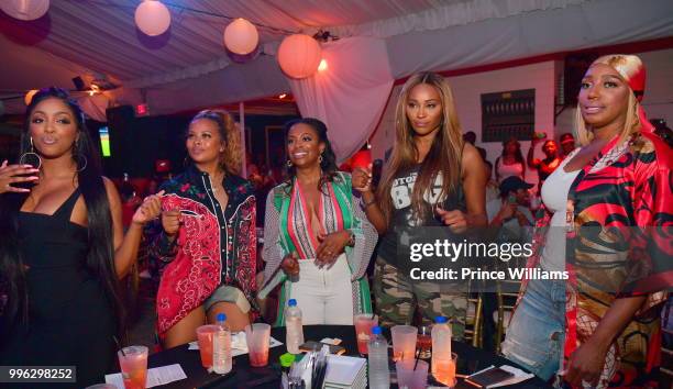 Porsha Williams, Eva Marcille, Kandi Burruss, Cynthia Bailey and Nene leakes attend ATL Live On The Park season IX at Park Tavern on July 10, 2018 in...