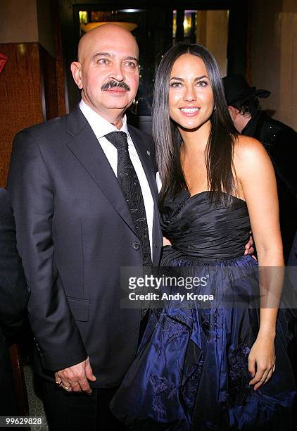Producer Rakesh Roshan and actress Barbara Mori attend the New York Premiere of "Kites" after party at the Bryant Park Grill on May 16, 2010 in New...