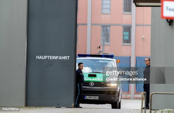 July 2018, Munich, Germany: The gate of the main entrance of the women's wing of the prison in Munich Stadelheim closes behind the prisoner...