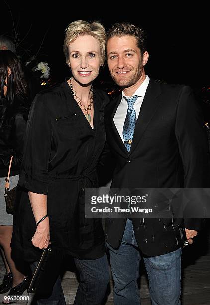 Actors Jane Lynch and Matthew Morrison attend the NY Upfronts celebration with Entertainment Weekly and 20th Century Fox Television at Cooper Square...
