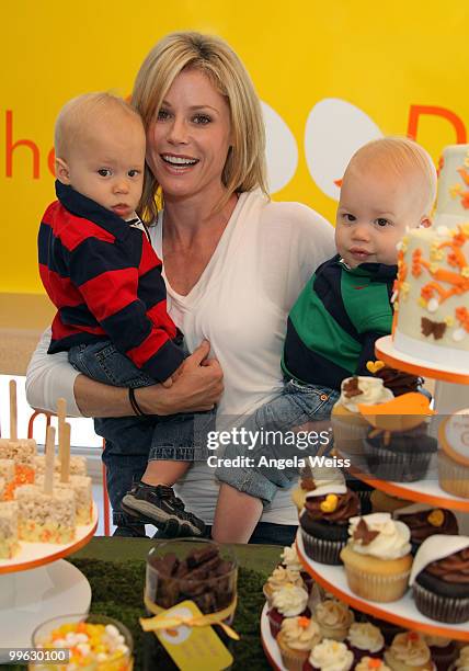 Actress Julie Bowen and her twins John and Gus attend their birthday event presented by The Coop and Baby2Baby held at The COOP on May 7, 2010 in...