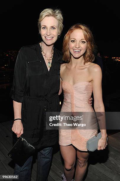 Actors Jane Lynch and Jayma Mays attend the NY Upfronts celebration with Entertainment Weekly and 20th Century Fox Television at Cooper Square...