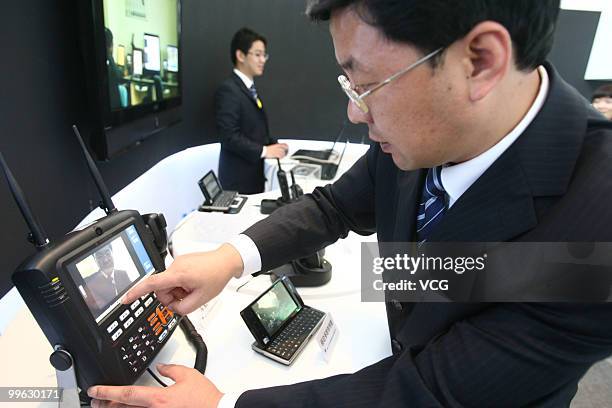 The world's first TD-LTE 4G network debuts during the 'ICT And Urban Development' Forum of Shanghai World Expo on May 16, 2010 in Ningbo, Zhejiang...