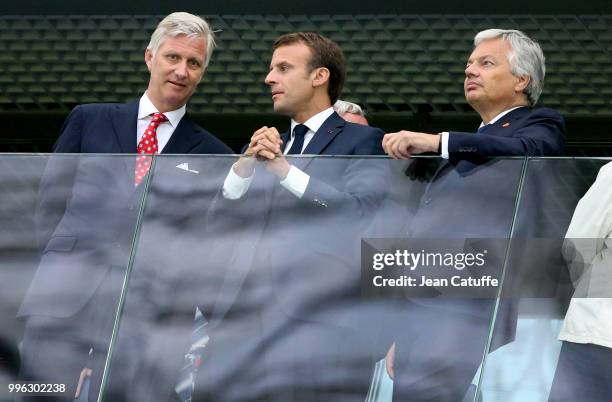 King Philippe of Belgium, President of France Emmanuel Macron, Vice Prime Minister of Belgium and Minister of Foreign Affairs Didier Reynders during...