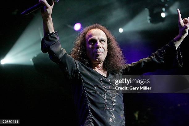 Vocalist Ronnie James Dio performing here in concert with Heaven & Hell at the Verizon Wireless Amphitheater in San Antonio, Texas on May 01, 2007...