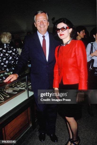 Paloma Picasso and guest at Breakfast at Tiffany circa 1987 in New York.