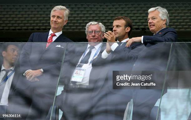 King Philippe of Belgium, President of France Emmanuel Macron, Vice Prime Minister of Belgium and Foreign Affairs Minister Didier Reynders during the...