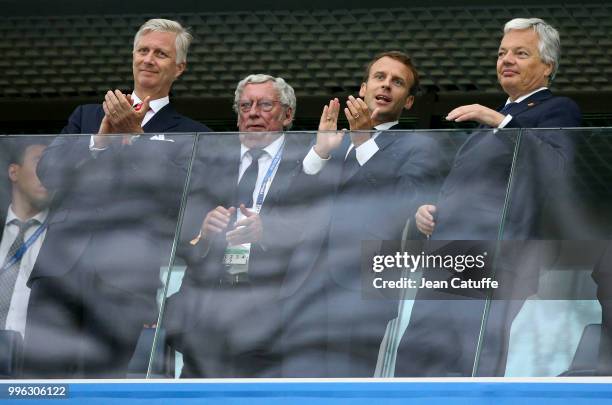 King Philippe of Belgium, President of France Emmanuel Macron, Vice Prime Minister of Belgium and Foreign Affairs Minister Didier Reynders during the...