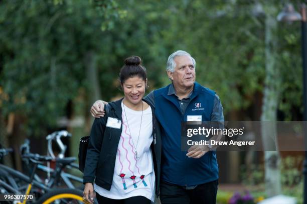 Julie Chen and Leslie 'Les' Moonves, president and chief executive officer of CBS Corporation, arrive for a morning session of the annual Allen &...
