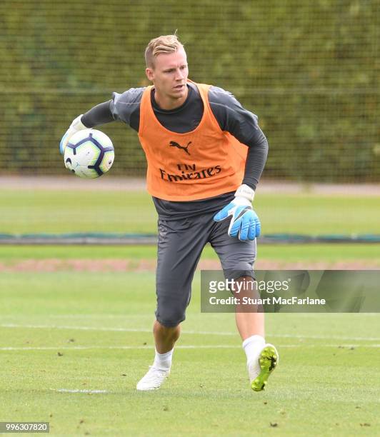 Bernd Leno of Arsenal during a training session at London Colney on July 11, 2018 in St Albans, England.