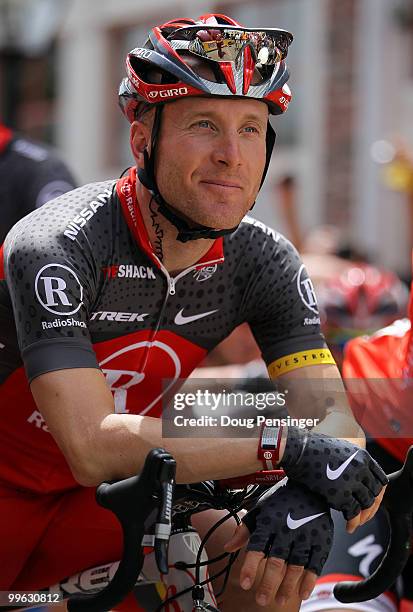 Levi Leipheimer of the USA and riding for Team Radio Shack prepares for the start of Stage One of the 2010 Tour of California from Nevada City to...