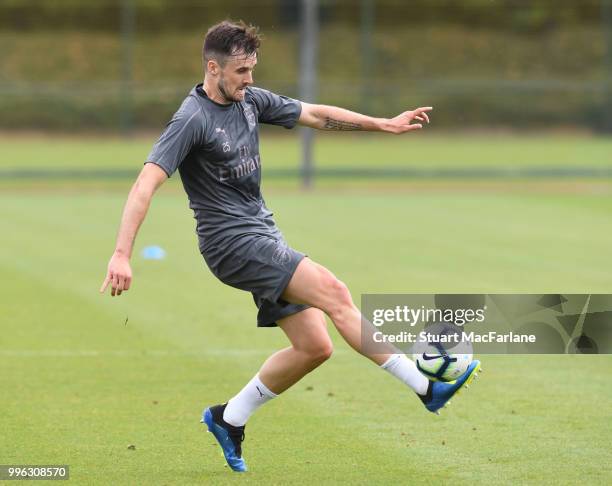 Carl Jenkinson of Arsenal during a training session at London Colney on July 11, 2018 in St Albans, England.