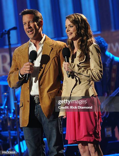 Hosts/Actors James Denton and Kimberly Williams Paisley during the Music City Keep on Playin' benefit concert at the Ryman Auditorium on May 16, 2010...