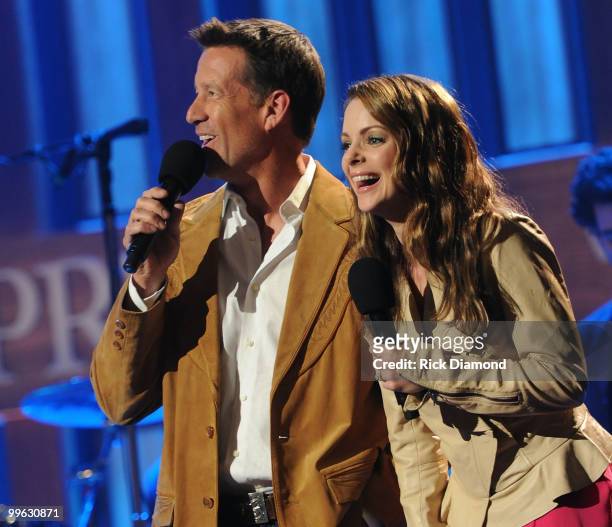 Hosts/Actors James Denton and Kimberly Williams Paisley during the Music City Keep on Playin' benefit concert at the Ryman Auditorium on May 16, 2010...