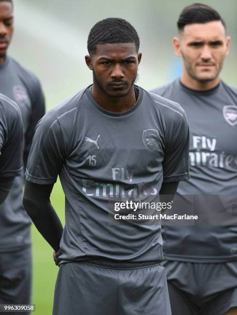 Ainsley Maitland-Niles of Arsenal during a training session at London Colney on July 11, 2018 in St Albans, England.